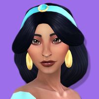 Jasmine; Hair & earrings set! There are two earrings. One specifically for the hair that is placed at the sim’s cheek and one that is placed correctly on the ear for use with other hairs. The “cheek” earring will fit the hair. #sims4cc #disney