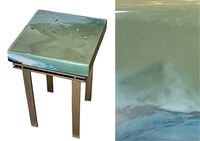 Elements mountain cast glass and bronze side table by Heather Cuell | Effusion Art Gallery + Cast Glass Studio, Invermere BC