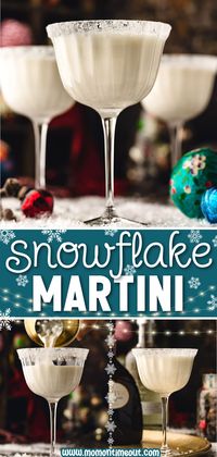 This stunning Snowflake Martini is the perfect blend of festive flavors and elegant simplicity! Artfully crafted with just three ingredients, this enchanting cocktail is the perfect way to celebrate this holiday season! | Mom On Timeout