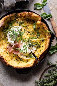 Savory Herb Butter Dutch Baby | halfbakedharvest.com #brunch #breakfast #dutchbaby #spring #summer