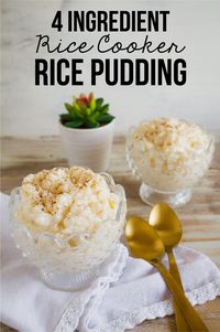 4 Ingredient Rice Cooker Rice Pudding - it's so easy to make and tastes so good! from www.thirtyhandmadedays.com