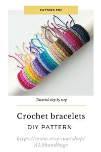 This is a pattern of crochet friendship bracelets. You can create a bracelet at home using this step-by-step photo guide. You just need to know how to crochet