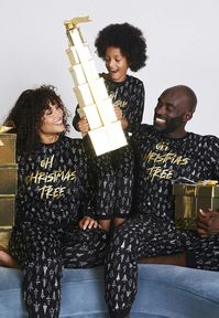 Girls Black and Gold Family Christmas Pyjama Set | Peacocks