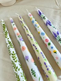 Floral Hand Painted Tapered Candles I Dinner Candles I Wedding - Etsy