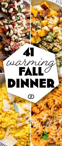 From pumpkin to carrots, from fall soups to comforting pasta, these incredibly easy fall dinner ideas are ready in no time and will warm up your evenings. The perfect fall recipes for a cozy night in! #falldinnerrecipes #fall #fallrecipes #falldinnerideas #fallsoups #dinner #dinnerrecipes