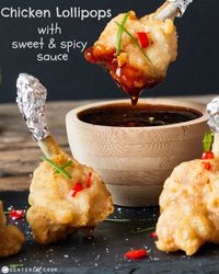 Chicken Lollipops! The perfect appetizer recipe, these tender chicken lollipops have a light and crisp batter.