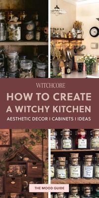 A step by step guide to create a witchy kitchen: How to storage herbs, types of utensils a witch uses and witchcore decor ideas for every type of witch, from modern to rusti witches.