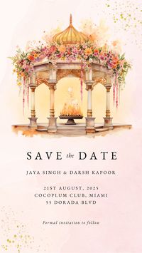 Make your Indian wedding celebration special with our personalized Save the Date templates. It is fully editable and perfect for the DIY bride. Suitable for many Hindu, Sikh or Telegu wedding events.