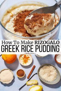 Rizogalo is a light and creamy Greek rice pudding made with whole milk, cinnamon, and lemon and orange zest. Enjoy this as a gluten-free dessert or breakfast.