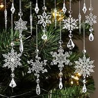 Christmas Tree Ornaments, 16pcs Crystal Snowflake Ornaments Christmas Hanging Decorations Acrylic Icicle Snowflake Drop Pendants Decors for Christmas Tree Winter Wonderland Party New Year Wall Window