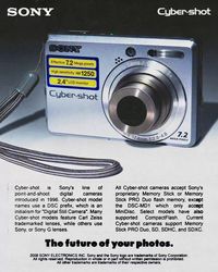 graphic design, product poster, product ad, product photography, sony, digital camera, vintage poster, vintage ad, retro, 80s, 90s, 2000s, cybershot, aesthetic,