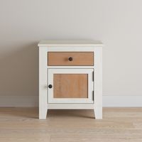 One large drawer and a large cubby with a calming two-toned, distressed finish      Simple rounded pulls on each drawer       Smooth Euro drawer glides        Includes anti-tip kit to securely fasten       Constructed of Pine, MDF with Veneer, and plywood drawer boxes      2 non-toxic, baby-safe finishes      Easy assembly