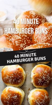 These Homemade Hamburger Buns are incredibly fast, easy and delicious!  In less than an hour, you can have soft and fluffy hamburger buns without going to the store.  Make this 40 minute hamburger bun recipe for your next cookout!