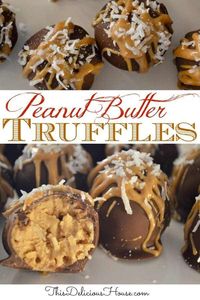 No Bake Peanut Butter Coconut Truffles are the BEST! Easy to make recipe that's the perfect chocolate peanut butter ball. #peanutbuttertruffle #peanutbuttercoconut