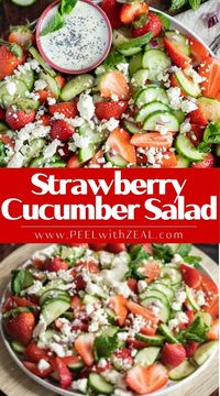 What captures the essence of freshness and flavor better than a Strawberry Cucumber Salad? Bursting with sweet, juicy strawberries, crisp cucumber slices, tangy red onion, and zesty feta crumbles, all elevated by a touch of refreshing mint. This salad recipe encapsulates the very essence of summer in a single exquisite bowl.