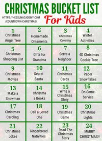 With this printable Christmas bucket list, you can guarantee your kids have a magical Christmas! This Christmas calendar and bucket lists makes it easy to enjoy some Christmas traditions and Christmas activities for kids, including Christ-centered Christmas activities.  Check out details about each activity on the blog!  #christmascountdown #christmasactivities #christmas #christmascalendar