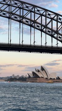 Sydney opera house harbour bridge sunet water city