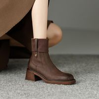 CHIKO Marquitta Square Toe Block Heels Ankle Boots feature leather, synthetic upper, synthetic lining, rubber sole. Heel height is approx. 2.5" (6 cm)