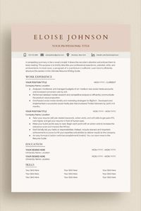 If you’re looking for a new job this feminine resume template design is what you need to stand out. Refreshing your CV has never been easier. Purchase and apply the same day with confidence.
 
A professional CV Template makes you shine through the application process so you can be confident and focus on what matters most, yourself.
 
Start getting interviews now with this beautiful resume.