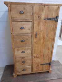 Handmade reclaimed wood storage cupboard with six drawers  larder wardrobe shelving by FabulousTashEmporium on Etsy