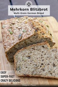 Bake at home in no time: Easy, super-fast, crazy delicious Mehrkorn Blitzbrot - authentic, multi-grain, multi-seed, wholewheat German bread recipe from the resident German at Happier Place.   #easyrecipe #bread #baking #German #germanbread  via @HappierPlace