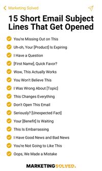 Here are 15 short email subject lines that get opened if you're looking to boost your email open rates. These subject lines are perfect for grabbing attention and increasing open rates with your audience. Linked our free business guide for ya! helpful: email subject lines // open rates // email marketing tips // subject line ideas // increase email engagement // email strategies // #emailmarketing #emailsubjectlines