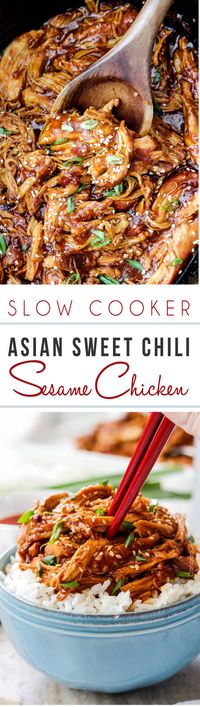 Slow Cooker Asian Sweet Chili Sesame Chicken - reduce sugar and sodium for max healthy meal planning