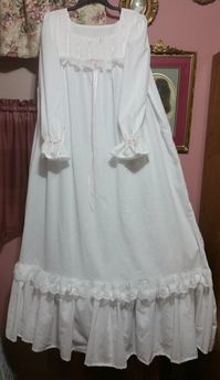 This gown is made to order for your size and height. Please see the sizing below. This is a lovely fine 100% cotton lawn or fine light weight muslin material (white). It is very delicate, soft, and feminine. A classic gown. The gown shown is fine cotton lawn, very light weight, soft,