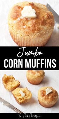 These jumbo corn muffins are the perfect side dish for a weeknight dinner, chili, or even a big holiday dinner like Thanksgiving.