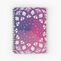 An intricate mandala pattern radiating from the center star, gradually changing colors in a gradient from blue to purple to pink and back again.