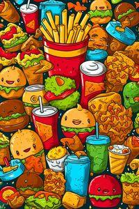 These delicious junk food doodles are a feast for the eyes. With their vibrant colors and realistic details, these doodles will make you want reach out and grab a bite. From burgers and fries to pizza and ice cream, this collection has all your favorite junk food items. #junkfooddoodleart #deliciousjunkfooddoodles #realisticjunkfooddoodles #temptingjunkfooddoodles #junkfoodart #junkfoodillustrations