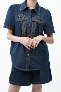 Cotton Denim Bow Coord Set - Women Streetwear - Nolabels.in