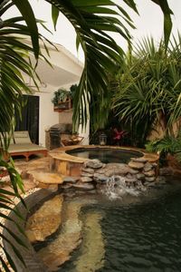 natural pool and hot tub