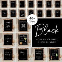 Modern Wedding Sign MEGA Bundle | Black and White Wedding | Minimalist, Modern Editable Template | Signature Drinks | Wedding Signs 5x7 8x10