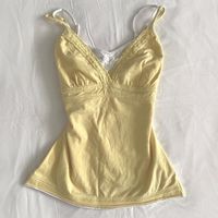 Preloved from the 2000s pastel yellow top, adorned... - Depop