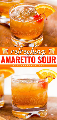 Here's a spring drink idea with a unique sweet and sour taste! It's also an easy summer cocktail recipe with 3 ingredients. Wonderfully bright and refreshing, this classic Amaretto Sour is perfect for parties!