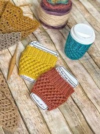 Reusable To-Go Cup Sleeve, Hot Coffee Cup Cozy, Crochet Cup Cozy, Mug Sleeve, Teacher Gift, Iced Coffee Lover Gift, Easter Basket Filler by AliKnitsCo on Etsy