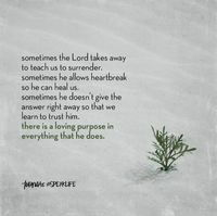 “God has not been trying an experiment on my faith or love in order to find out their quality. He knew it already. It was I who didn’t. In this trial He makes us occupy the dock, the witness box, and the bench all at once. He always knew that my temple was a house of cards. His only way of making me realize the fact was to knock it down." C S Lewis

Toby Mac Speaklife 

#speaklife #tobymac