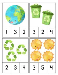 Earth Day Clip Cards Preschool Worksheet Preschool | Etsy Hungary