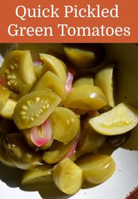 Don't let those unripe green tomatoes go to waste. They can be eaten in so many ways. This quick pickled green tomatoes recipe is one of the best.