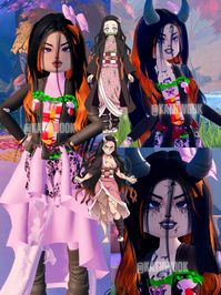 Recreando a Nezuko en sus 2 formas, en dress to impress #dresstoimpress #demonslayer #kimetsu #nezuko #robloxdresstoimpress #cosplay