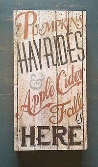 RUSTIC FALL SIGN PUMPKINS HAY RIDES APPLE CIDER BOX WOOD FALL IS HERE PRIMITIVE