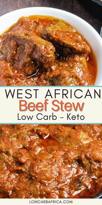 An authentic West African beef stew made with tomatoes, bell peppers, and habanero peppers. It is usually eaten with rice but can be eaten with cauliflower rice for a low carb version. A delicious Nigerian meall that is low carb and keto friendly.