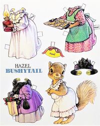 Hazel BUSHYTAIL Squirrel PAPER DOLL Post Card Large 7x6 | Etsy