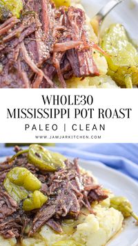 This healthy take on a classic Mississippi Pot Roast combines clean ingredients to make this dish Paleo and Whole30 compliant.