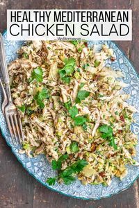 This healthy chicken salad recipe takes on a Mediterranean twist with sundried tomatoes, artichokes, a zippy Dijon dressing, and no mayo!