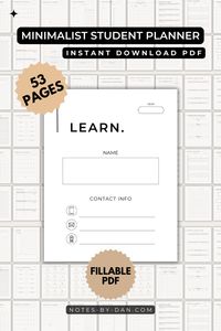 Stay organized and focused with our Minimalist Student Planner PDF Bundle! This comprehensive planner includes everything you need to manage your academic life efficiently. From customizable weekly and monthly layouts to goal-setting and habit-tracking pages, this bundle empowers students to optimize their productivity. Perfect for tackling assignments, deadlines, and extracurricular activities. Download now for instant access to a clutter-free academic journey! 