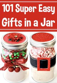 Mason Jar Gifts! Food Gift Ideas, Crafts, Beauty products & more gifts in a jar that EVERYONE will love! Go check out this HUGE list for some sweet homemade presents this year...