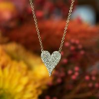 Shy Creation 0.21CT 14K W/G Diamond Pave Heart Necklace