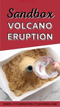 This sandbox volcano eruption experiment is an easy science experiment to do with kids. When the weather is nice, try this simple summer science experiment outdoors for a real hit with the kids. Baking soda and vinegar science experiments are fantastic for kids of all ages to do in the classroom or at home.